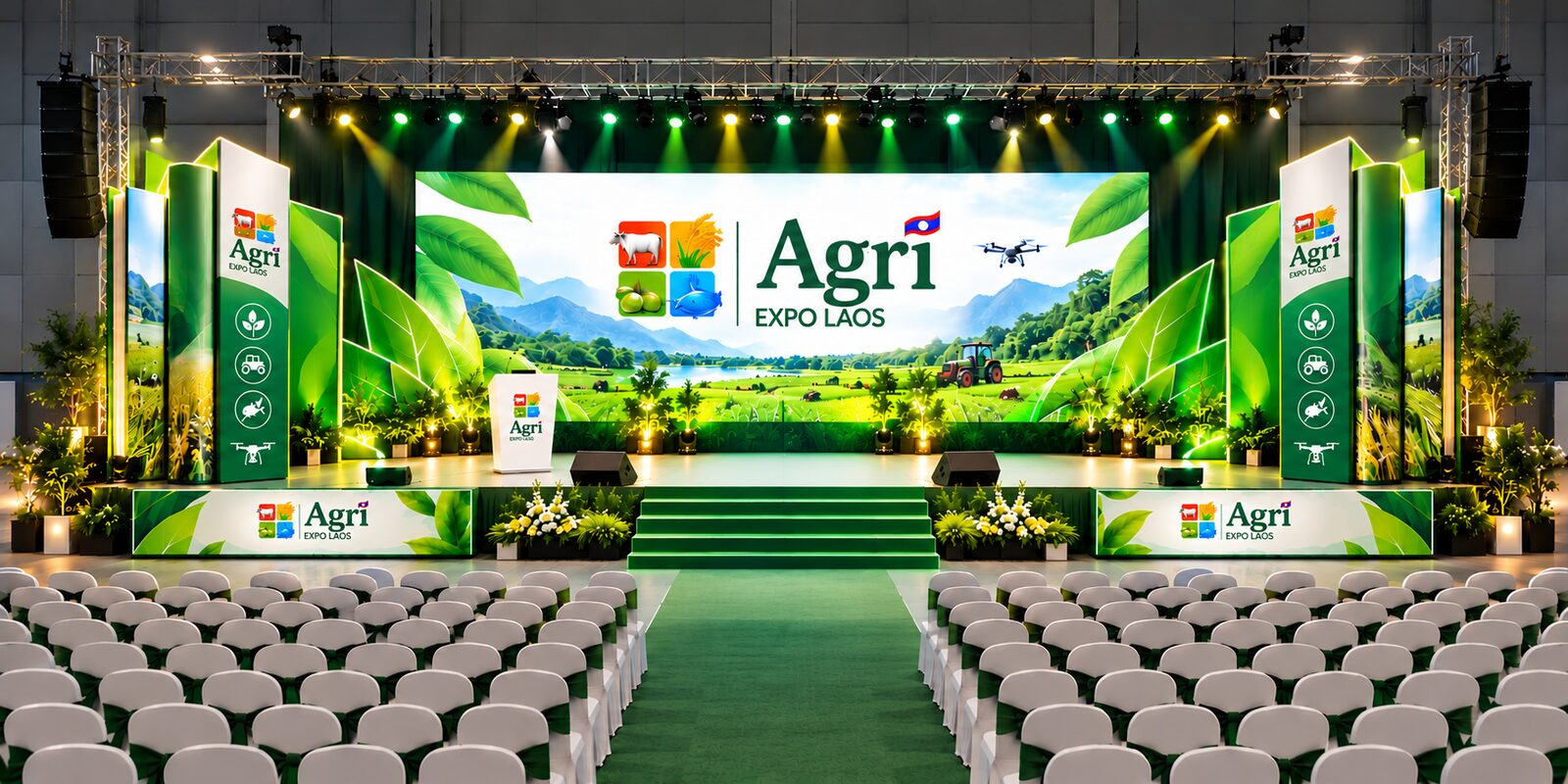 Main stage of Agri Expo Laos 2026 — concept render